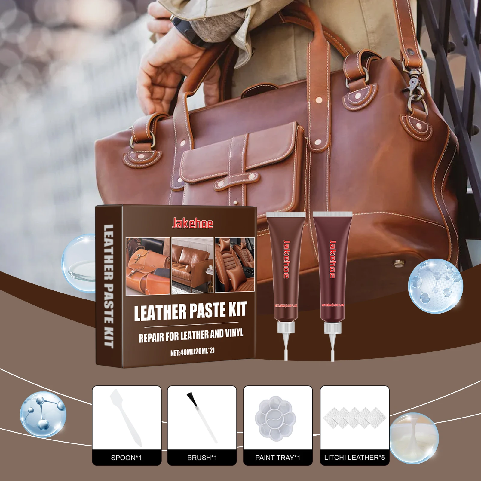 

Leather Repair Kit Repair Sofa Seat Automotive Interior Fill Leather Holes Reduce Aging Long-Lasting Coloring Leather Care Paste