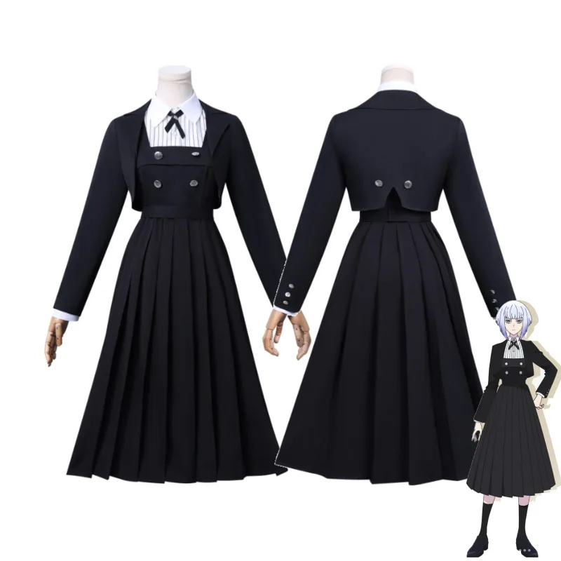 

Shiraya Tamaki Rock Lady Cosplay Costume Black JK Uniform Crop Top Mini Skirt Choker Boots Rock Band Style For Women Convention