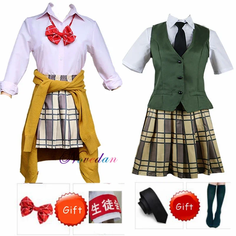 Anime citrus cosplay costume wig Aihara yuzu/Aihara Mei uniform outfit necktie shirt skirt vest/sweater stockings