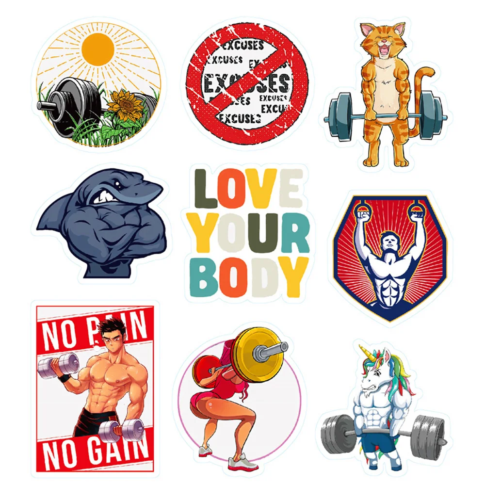 

10/30/50/100pcs Cartoon Inspirational Fitness Stickers Creative Graffiti Sticker DIY Phone Suitacse Bike Gym Cool Decals Packing