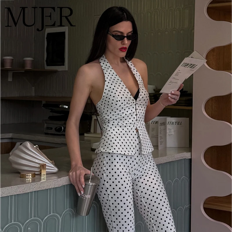 Damen Polka Dot Neckholder-Tops – Sexy rückenfreies Tanktop für Frauen 2026 – schulterfreies Party-Oberteil für Damen – Urlaubs- und Strand-Top für Frauen