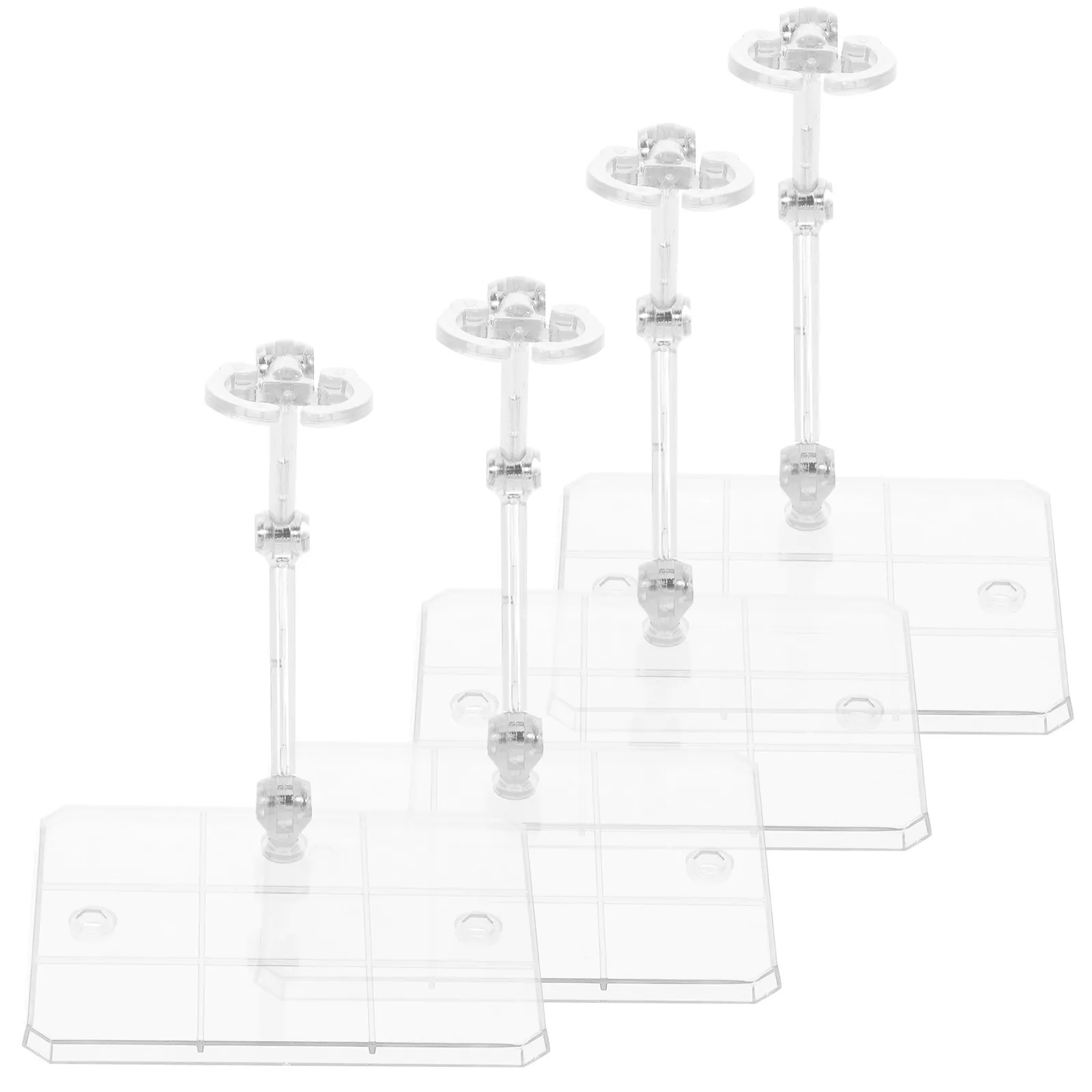 4Pcs Adjustable Action Figure Stands Plastic Supports Desktop Display Holders Wear-Resistant Support Frames for Collectibles