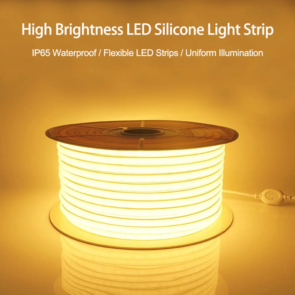 10 m/20 m weiches Silikon-Neonlicht, LED-Streifenlichter, 220 V, hohes Lumen, LED-Band, wasserdichtes Diodenband, Außenleuchte für Heimdekoration – Detail 1