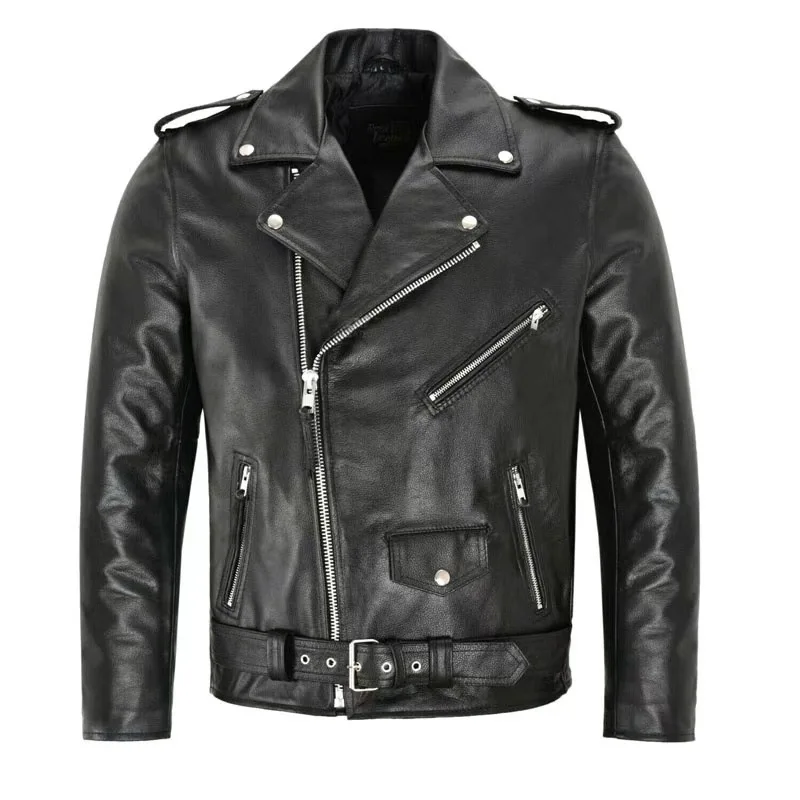 

Men's Slim Fit PU Leather Jaet Motorcycle Faion Winter Thiened Warm Regular Length Collar Urban Sle Tee-acetate Fiber