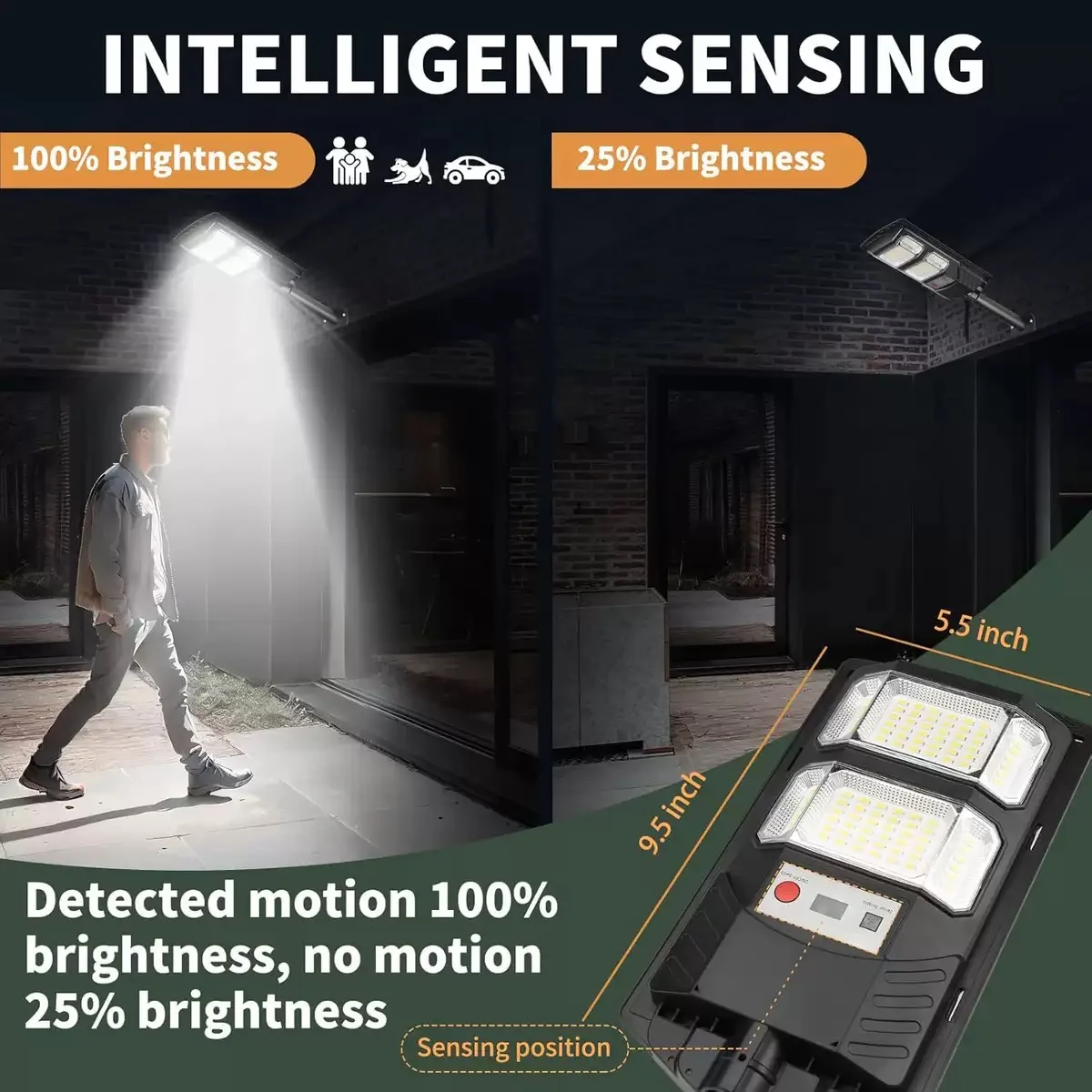 Mocna lampa solarna LED 20000W z czujnikiem ruchu, zewnętrzna lampa solarna ścienna z pilotem, wodoodporna IPX67, do garażu i ogrodu, super jasne, słoneczne lampy uliczne LED na zewnątrz