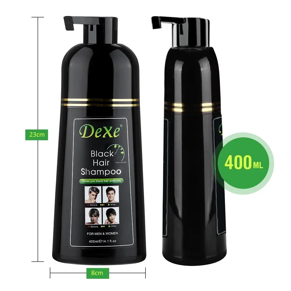 Teinture capillaire semi-permanente, shampoing, couleur noir et marron, couverture rapide, cheveux gris, 400Ml, Ginseng à base de plantes, Essence de plante de gingembre, crème de teinture pour cheveux