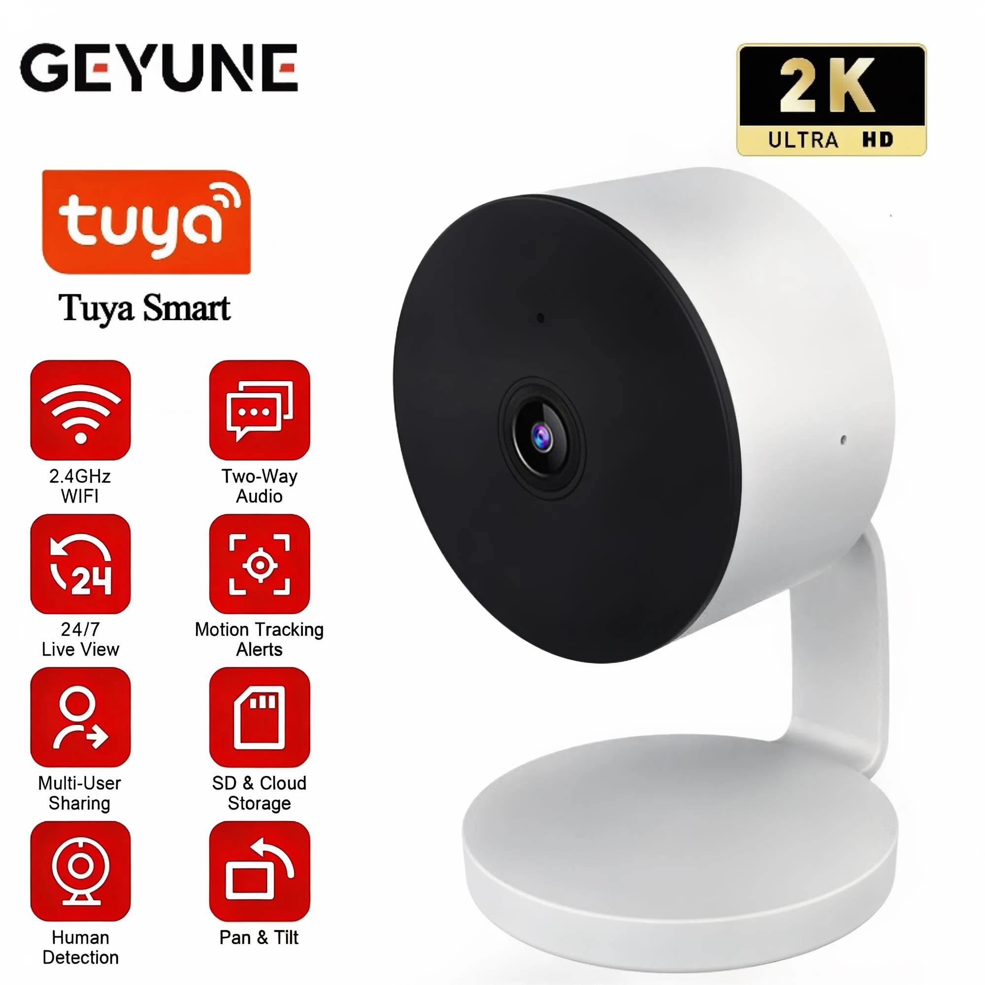 

Tuya Smart 4MP HD Indoor Home Security Camera for Baby/Elder/Pet/Nanny With Real-time APP Alert 2-Way Audio Human Body Detection