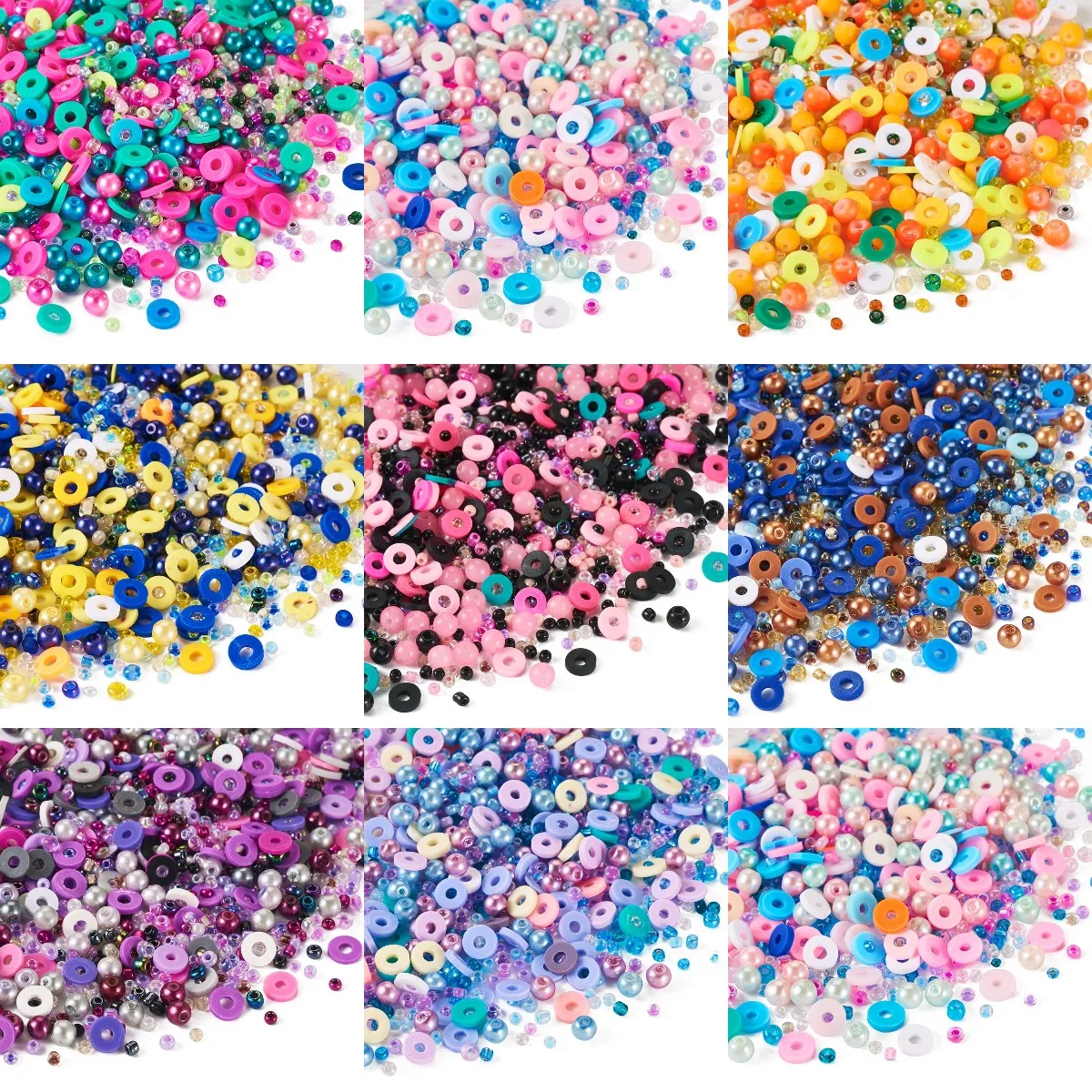 Assorted Style Beads Supplies Kit Clay/Plastic Imitation Pearl/Seed Bead 2~6mm for Bracelet Phone Hange Rope DIY Jewelry Making