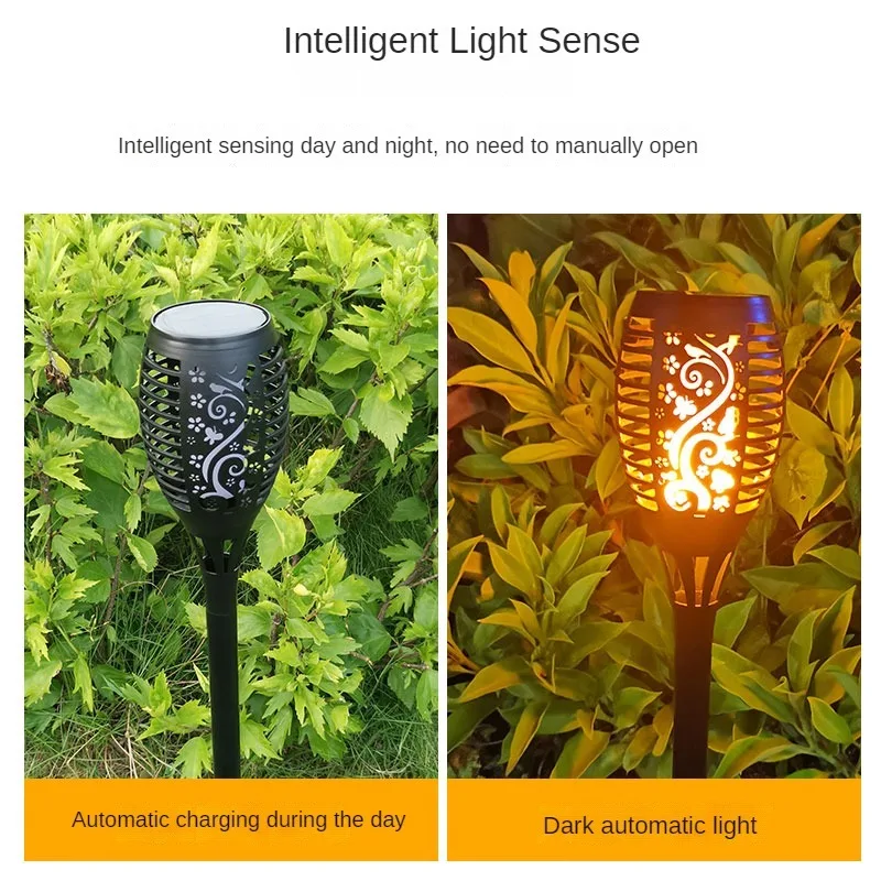 Solar Flame light Outdoor waterproof floor lamp Halloween decorations Automatic switch garden holiday spotlights