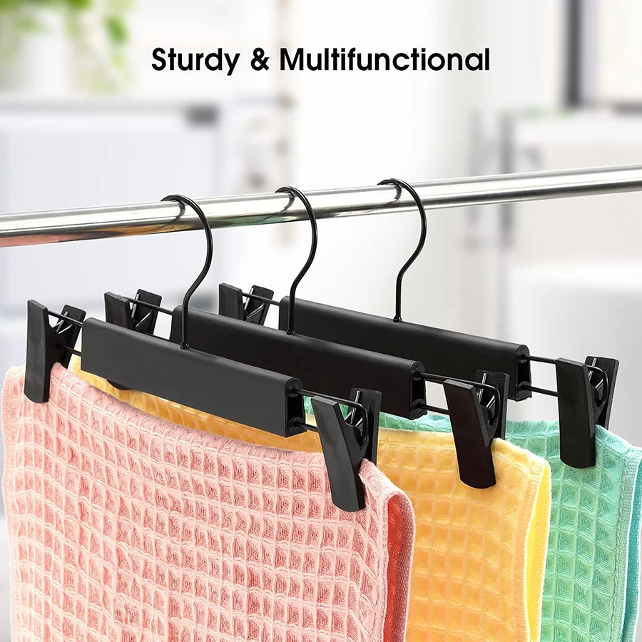 10 trouser racks with clips, five-color options, suitable for storing pants, skirts, socks, bath towels, underwear and more