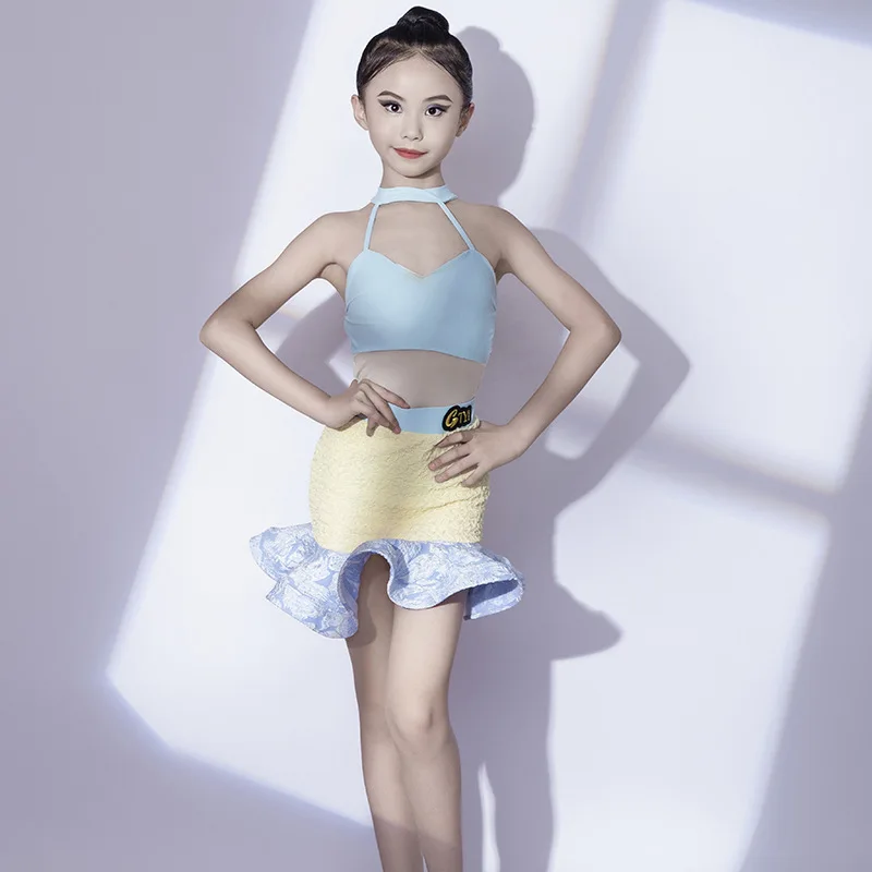 

2024 New Latin Dance Strap Practice Dress for Girls Advanced Style Practice Set Performance Dress tassel skirt