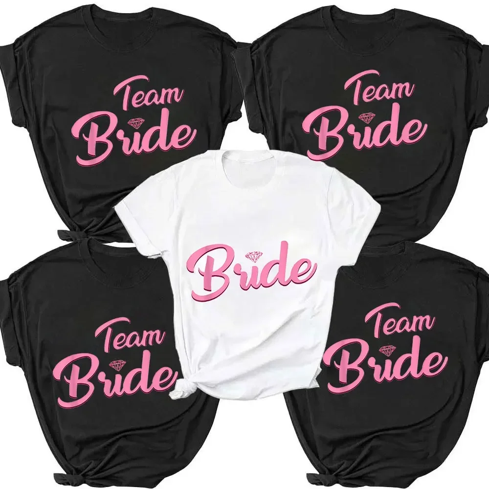 Team Bride T-shirt Matrimonio Damigelle d'onore Disegni Tshirt Casual Addio al nubilato Gallina Do Party T-shirt Manica corta Donna Estate Tees