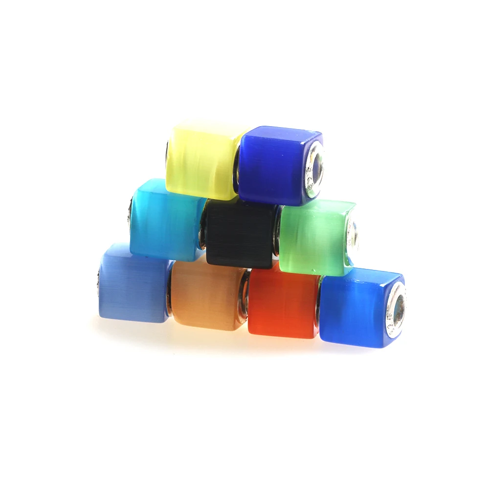 

925Multicolor Cat's Eye 3PCS Irregular Cube Glass Beads DIY Necklace Bracelet Earrings Jewelry Making For Women's Daily
