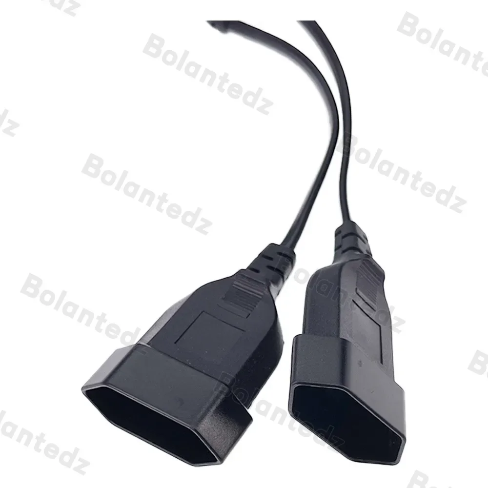 EU CEE7/16 90 Degree Male to Female Dual Output,2 Ways Outlet Extension Cord European 2 Prong M/F Power Splitter Cable image 3