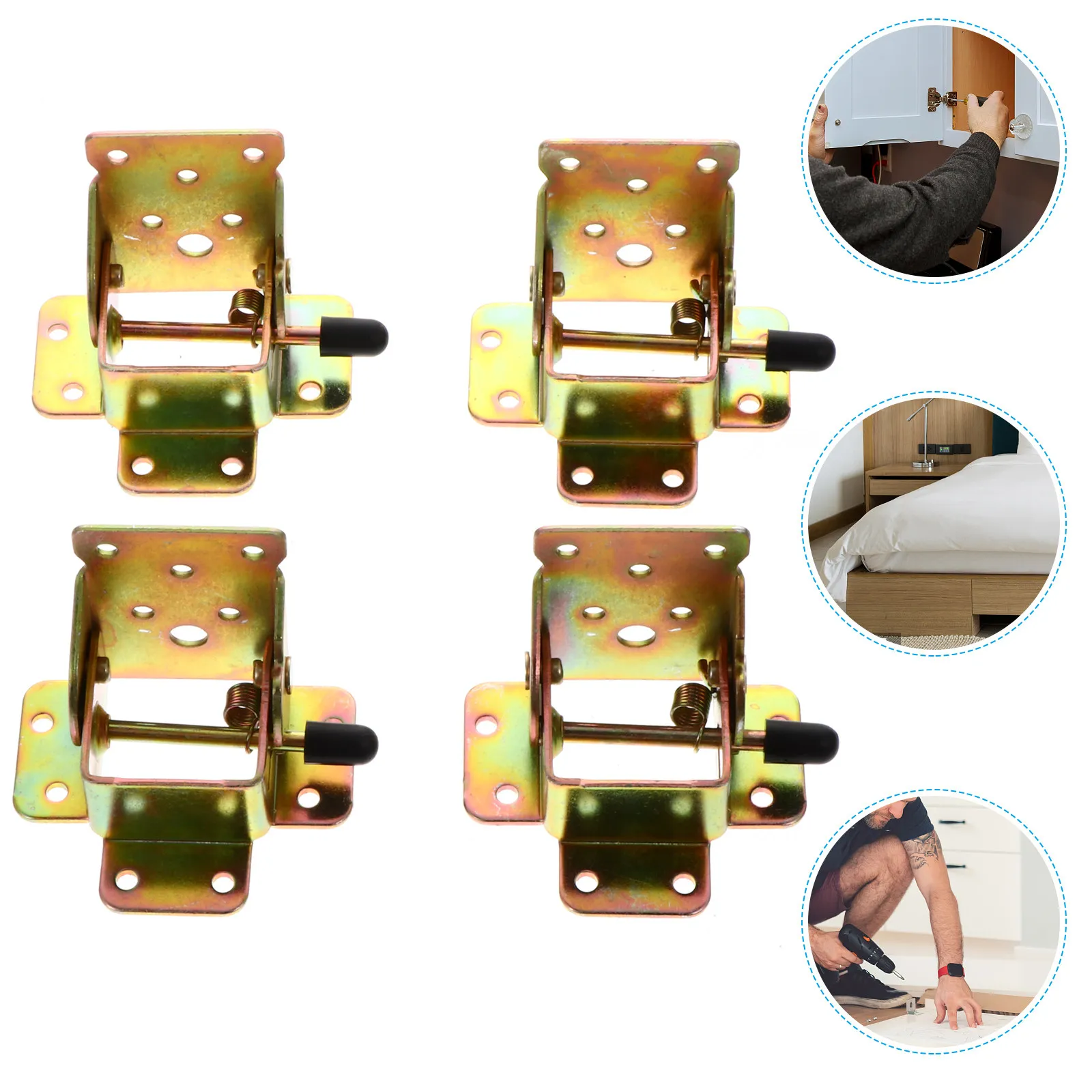 4Pcs Self-Locking Folding Hinge for Table Legs Chair Legs Coffee Table Feet Heavy Duty Iron Support Hinge with Brake Function