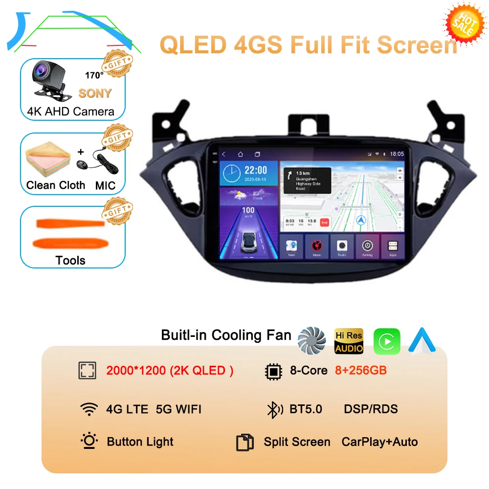 Android 16 Auto voor Opel Corsa E 2015-2019 voor Opel Adam 2013-2016 Multimedia Videospeler Radio Carplay Auto GPS WIFI+4G Stereo