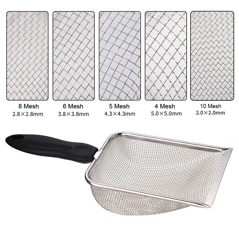 สัตว์เลี้ยงเครื่องมือทําความสะอาดสแตนเลสอุจจาระพลั่วสุทธิ Cat Litter Shovel สัตว์เลื้อยคลาน Lizard ทรายพลั่วตาข่ายหน้าจออุจจาระช้อน