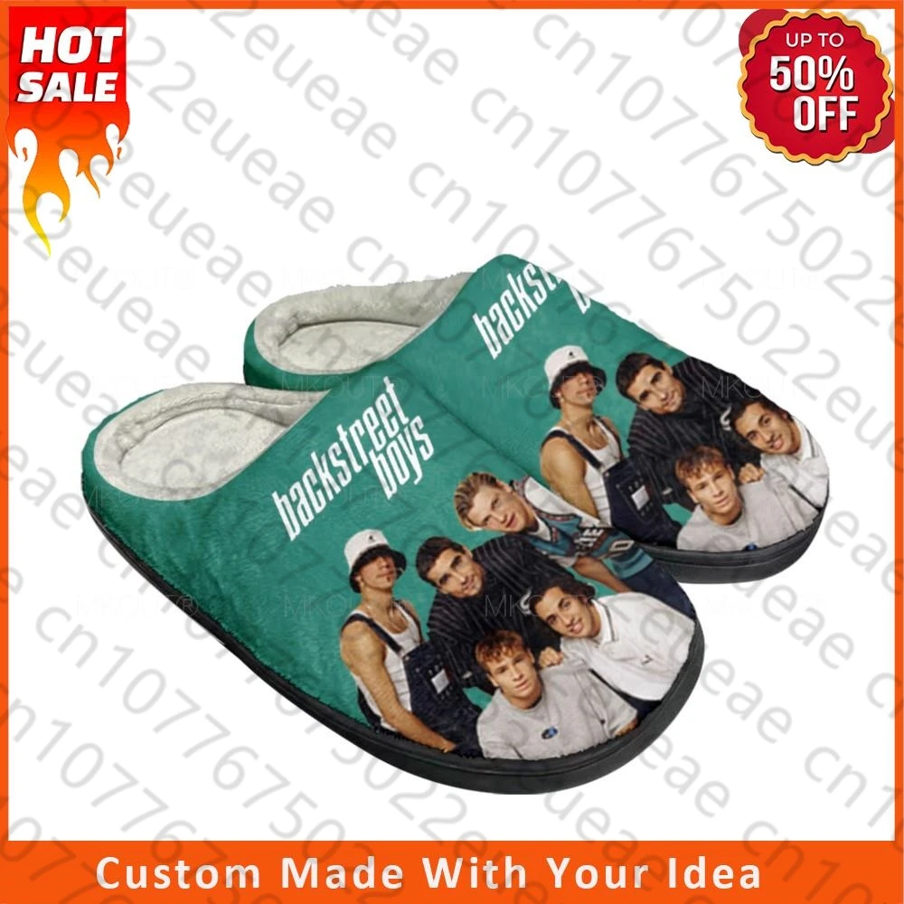 Backstreet Boys Pop Band Bsb Home Katoen Custom Slippers Heren Dames Sandalen Pluche Slaapkamer Houden Warme Schoen Thermische Slipper Zwart