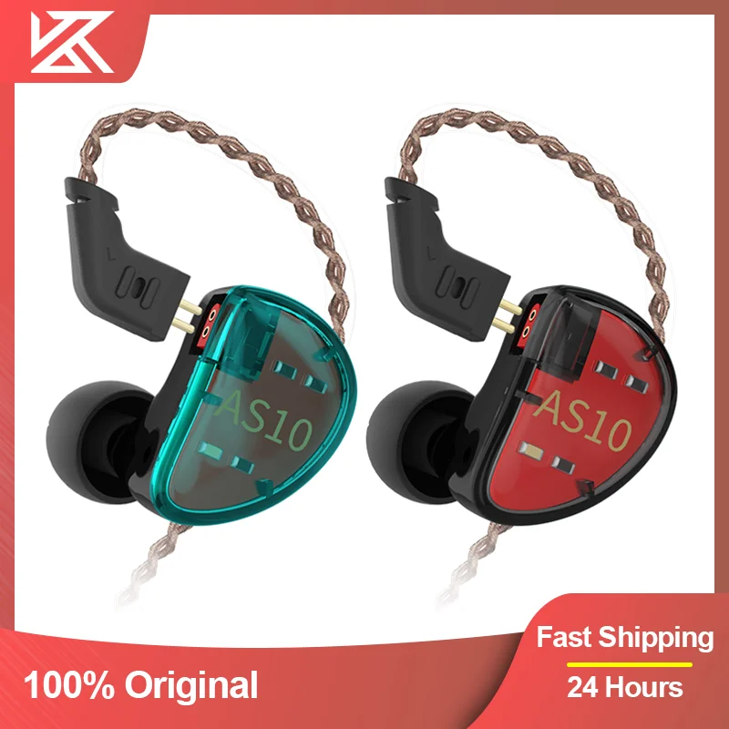 KZ AS10 HIFI Bass In Ear Monitor Game Earphone Balance Amature 5BA Wired Headphones Noise Cancelling Earbuds Common Headset