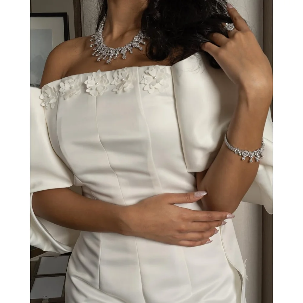 Elegante bruiloft feestjurk voor vrouwen uit de schouder zeemeermin avondjurken lang gedrapeerd een applique formele feestjurk op maat