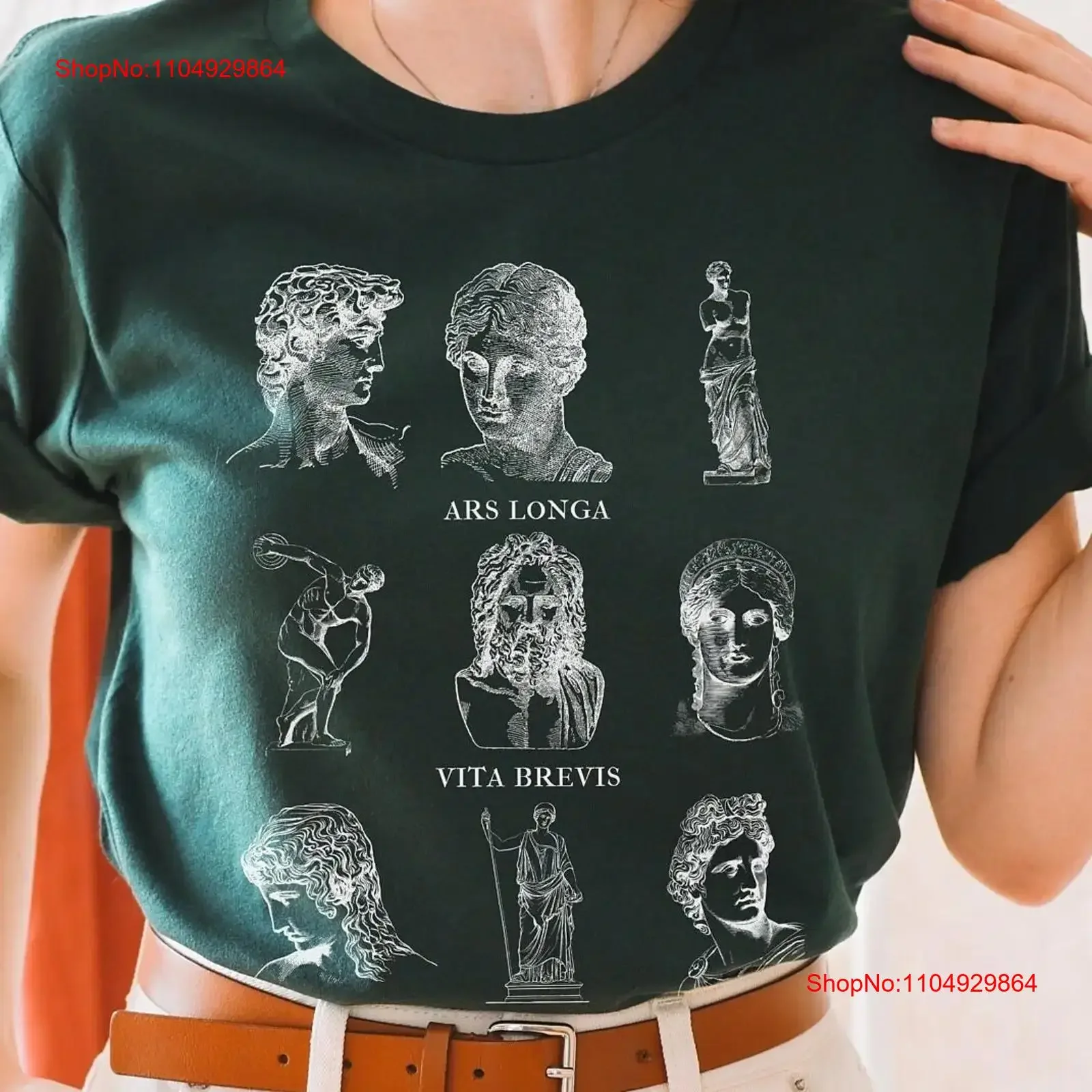 Ars Longa Vita Brevis Dark Academia camiseta ropa ligera latina estatua griega antigua ropa estética helénica vintage