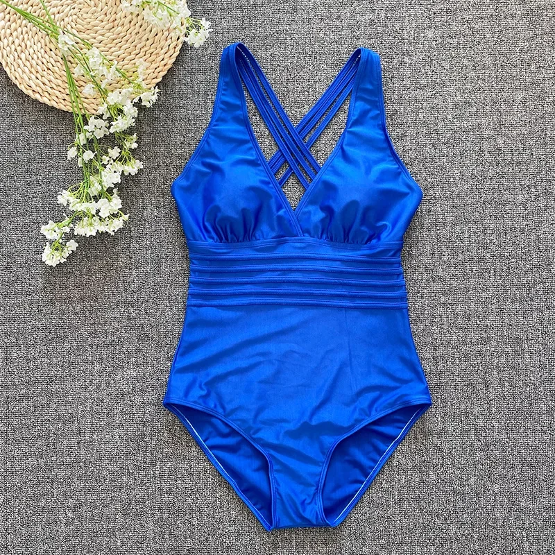 Sexy One Piece Swimsuit Women Cross Bandage Backless Swimwear Female Push Up  Bathers Bathing Suits Beachwear Swim