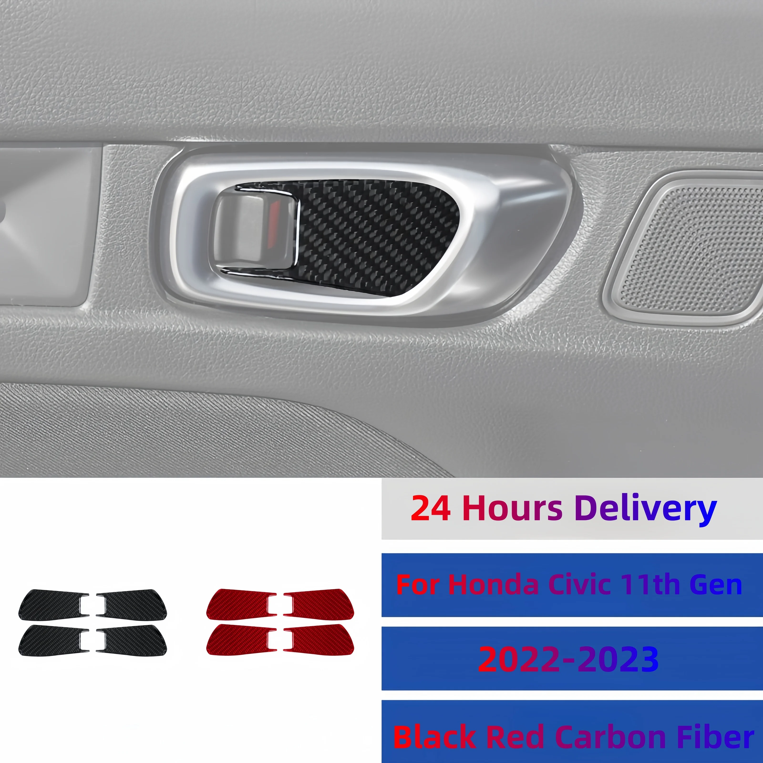 

For Honda Civic 11th Gen 2022 2023 Carbon Fiber Car Inner Door Bowl Panel Decoration Stickers Auto Interior Protective Trim