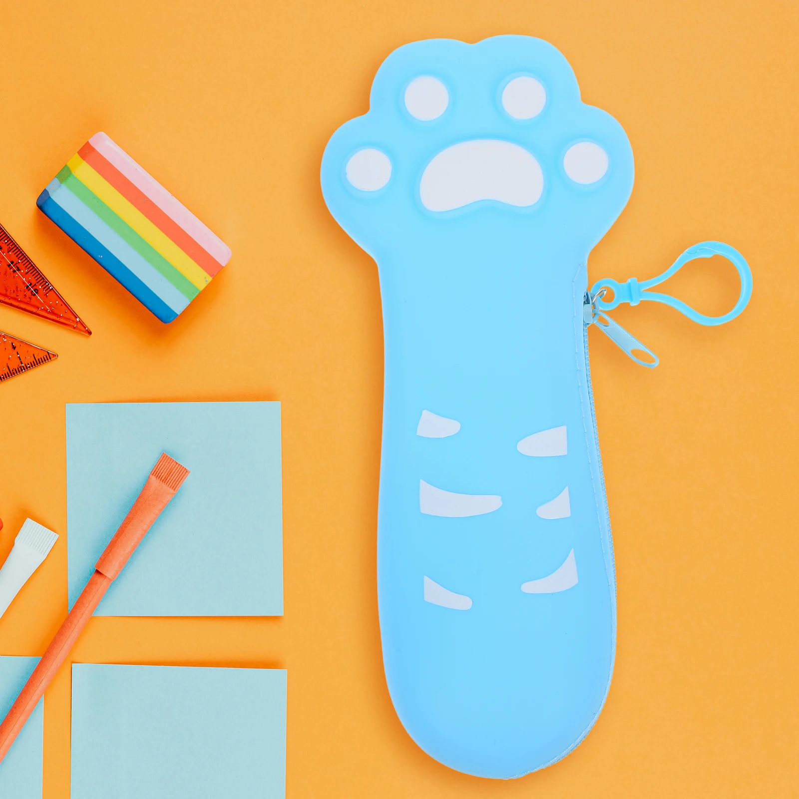 

Cat Paw Pencil Case Cute Stationery Holder Silicone Gel School Supplies Portable Pen Storage Cartoon Design Pouch Cup