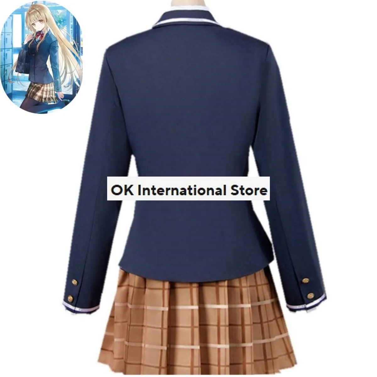 Anime der Engel nebenan verwöhnt mich faul Shiina Mahiru Cosplay Kostüm Perücke Schuluniform Rock Frau Kawaii Campus Anzug