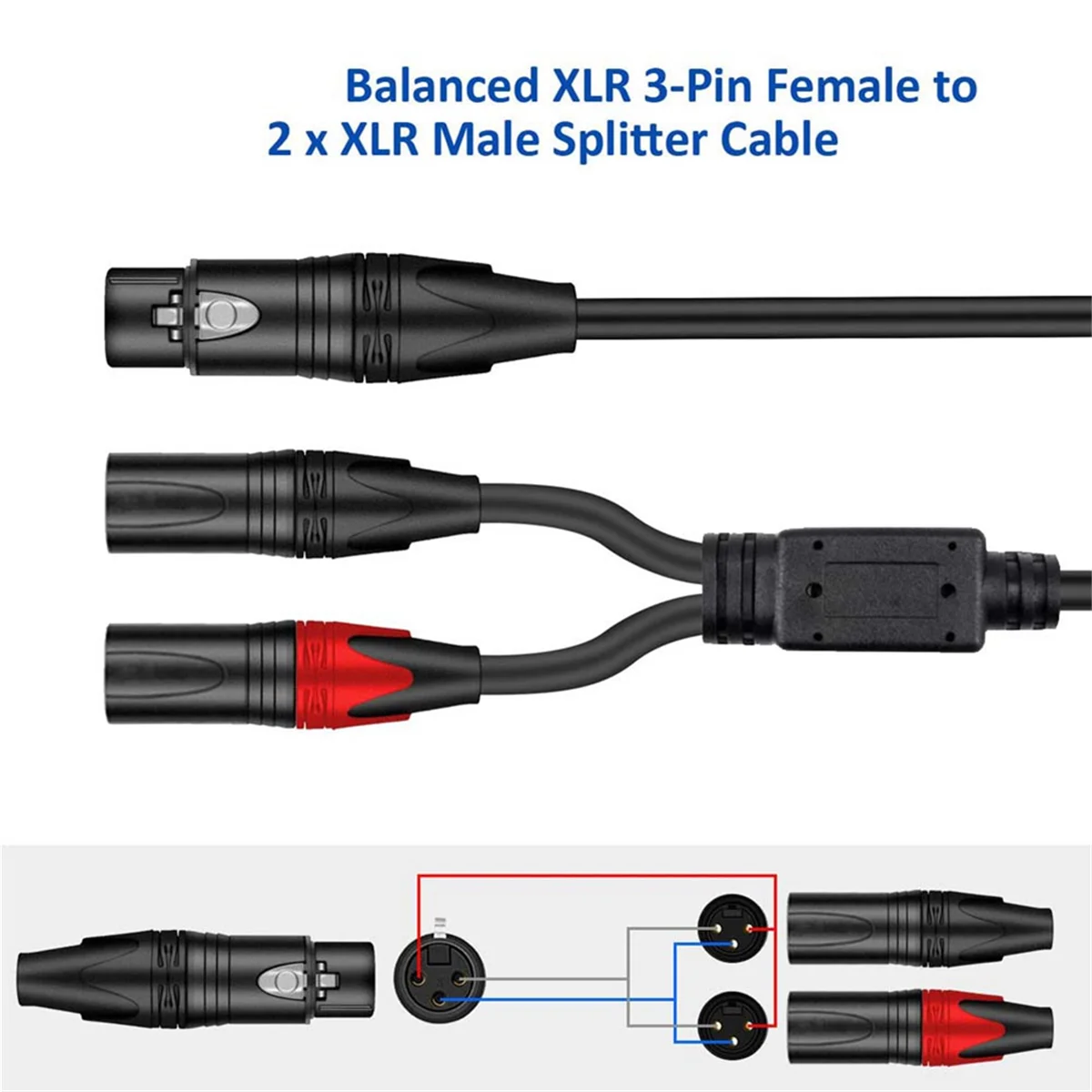 AT42 XLR to XLR Y-Splitter Cable Balanced XLR Female to Dual XLR Male Audio Microphone Adapter 2 XLR to XLR Audio Adapter,A