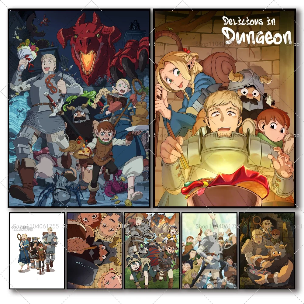 1PC Anime Dungeon Meshi Poster Self-adhesive Art Waterproof Paper Sticker Coffee House Bar Room Wall Decor