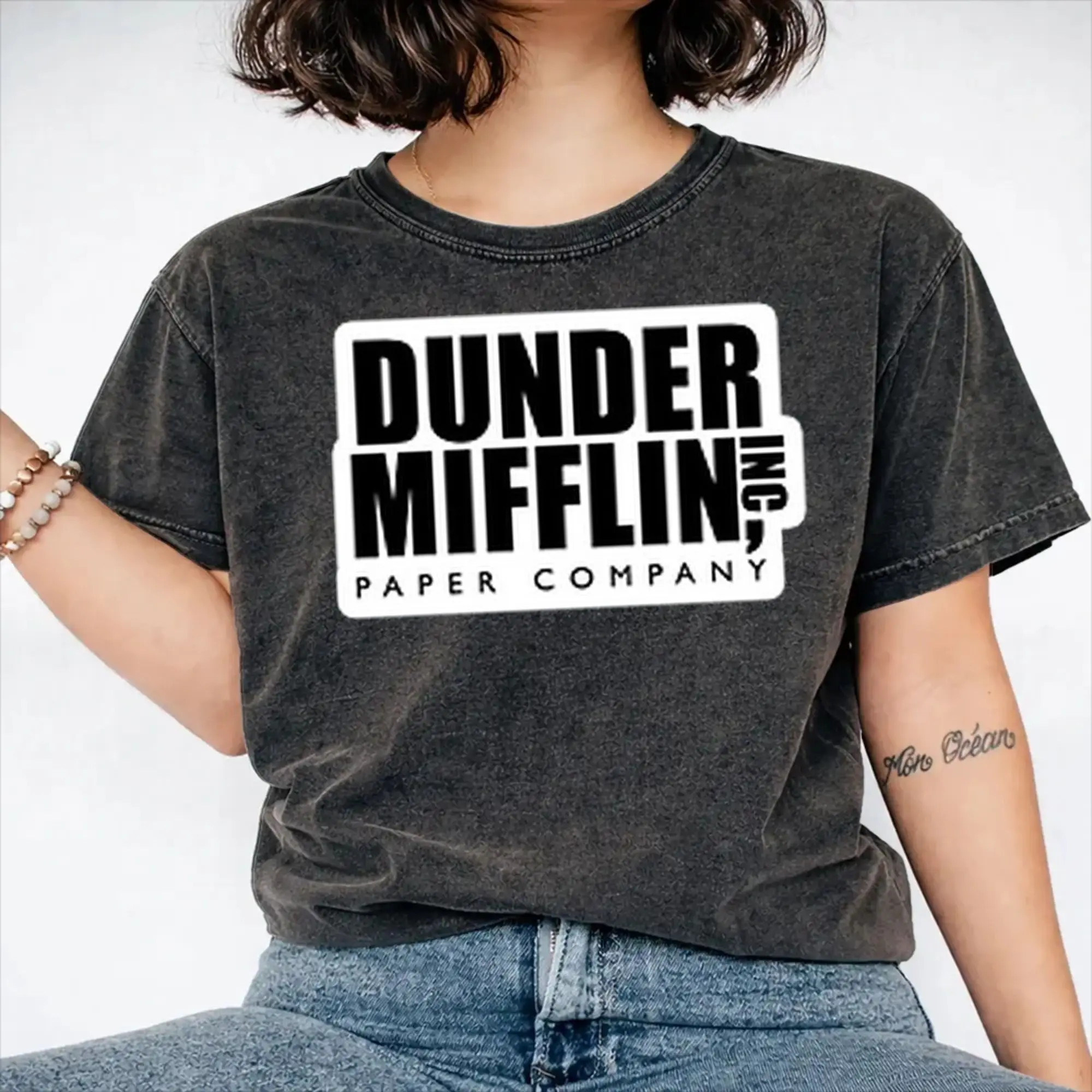Dunder Mifflin T Shirt Hip Hop Washed Short Sleeve Harajuku T-Shirts  Vintage Men Women Streetwear Graphic Tee Shirt