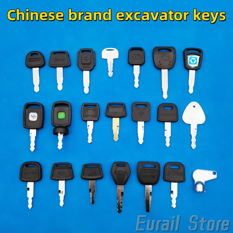 21PCS Excavator key, various excavator start locks and door opening keys made in China, For Sany、XCMG、Liugong、Sunward、Lovol、SDLG