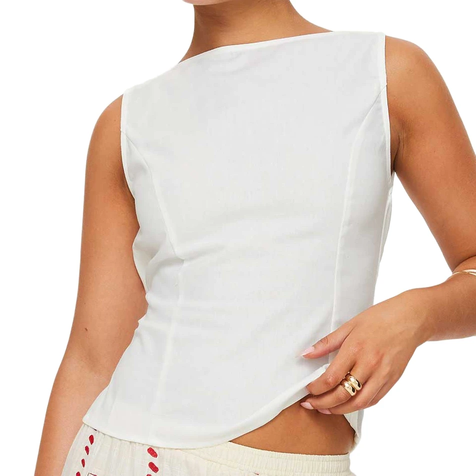 Débardeurs sans dos pour femmes, couleur unie, élégants, sans manches, dos ouvert, lacets, crop top