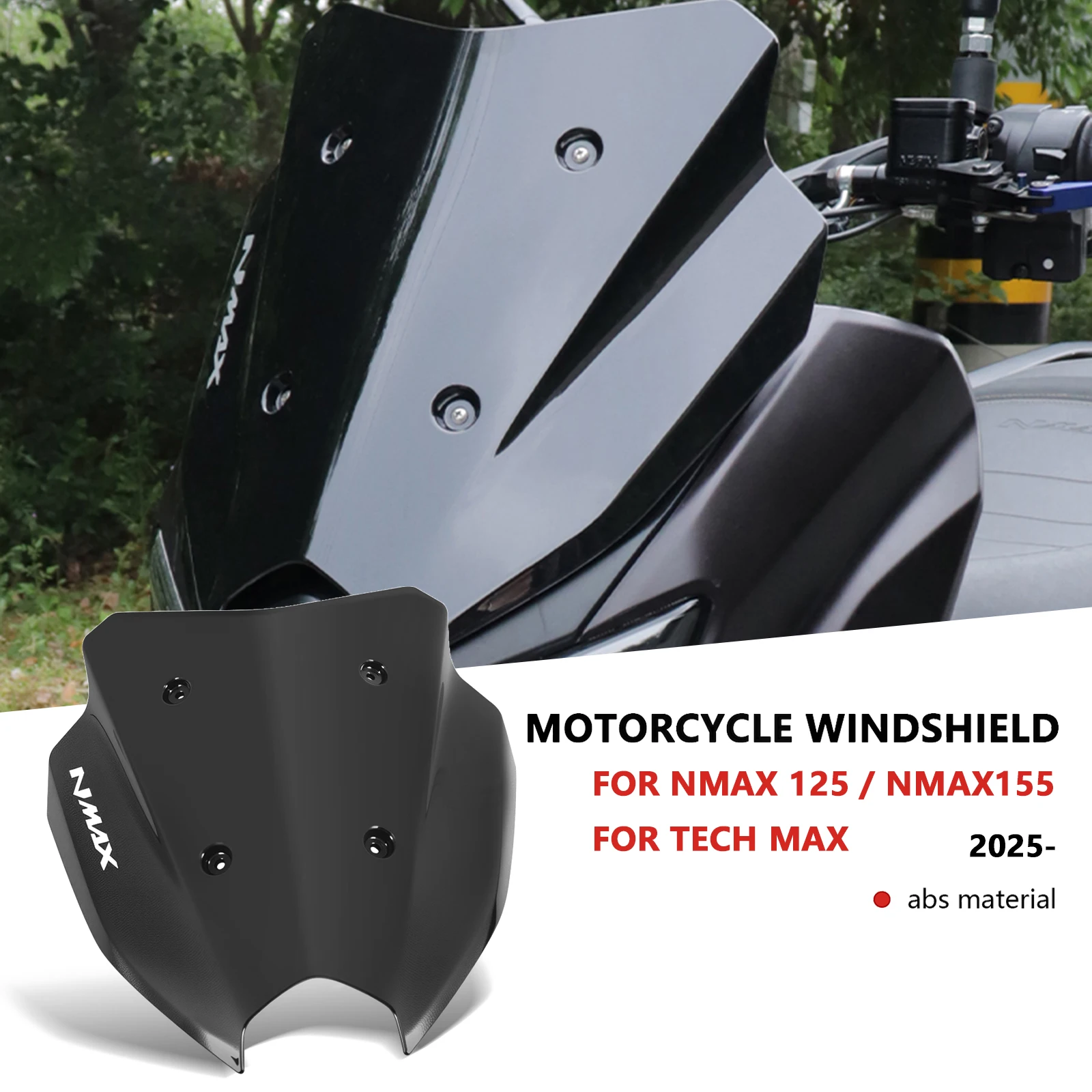 For NMAX125 NMAX155 TECH MAX nmax 125 155 2025 Motorcycle Sport Touring Windshield Deflector Windproof Windscreen Accessories