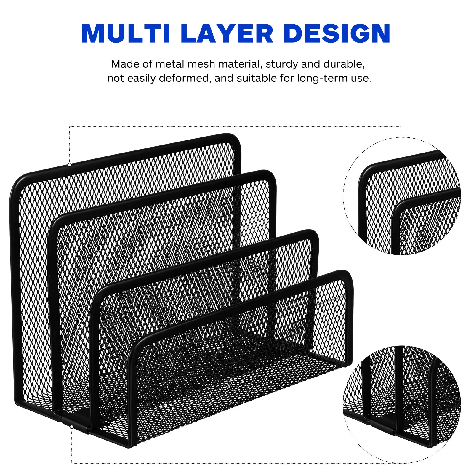 

3 Compartment Desktop File Organizer Holder for Desk Letter Sorter Document Storage Shelf Metal Mesh Organizer for Office Home