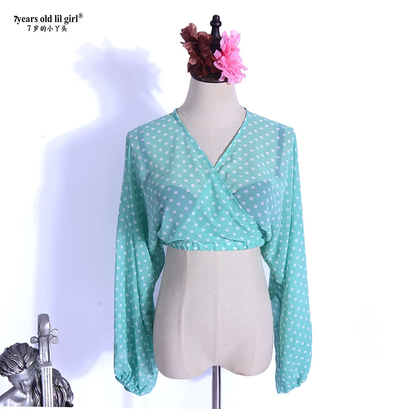 

Шифоновый топ Flamenco с длинными рукавами-крылышками, женский элегантный струящийся топ для особых случаев HA16