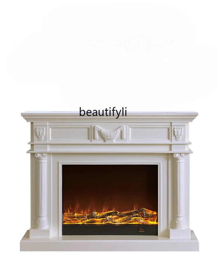 

American fireplace decorative cabinet villa living room simulation flame French engraved retro heating fireplace customization