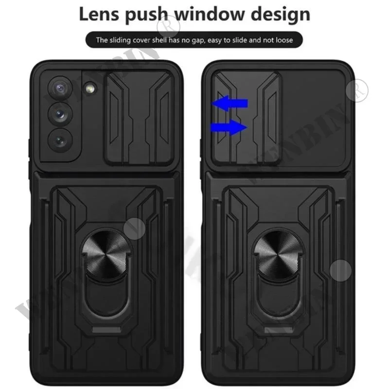 Luxury Shockproof Case For Xiaomi 14T Pro Redmi Note 13 Pro Poco X6 ProSlide Lens Protector Multi Function Hard Armor Case Cover