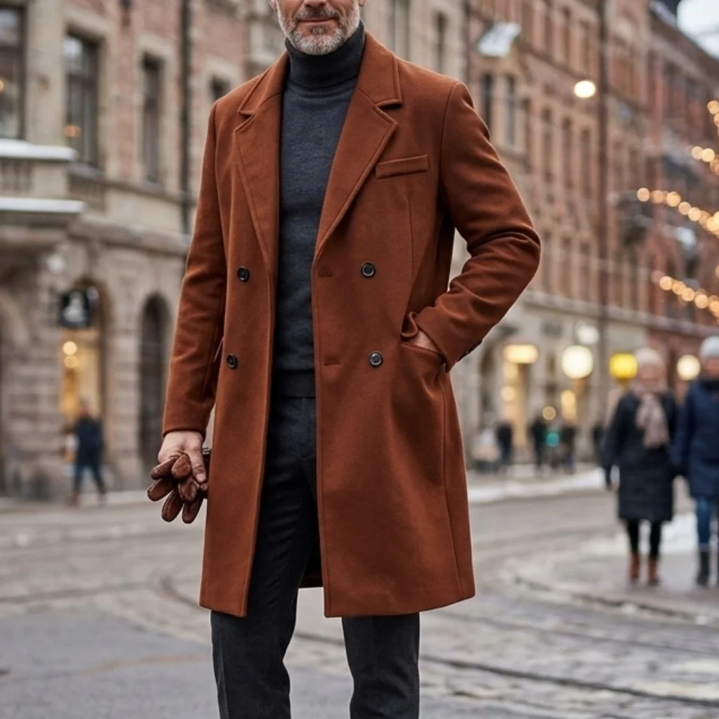 

Winter Men's Super Long Trench Coat Business Casual Extended Coat Street Warm Outdoor Men's Casual Suit Long Jacket Outerwear