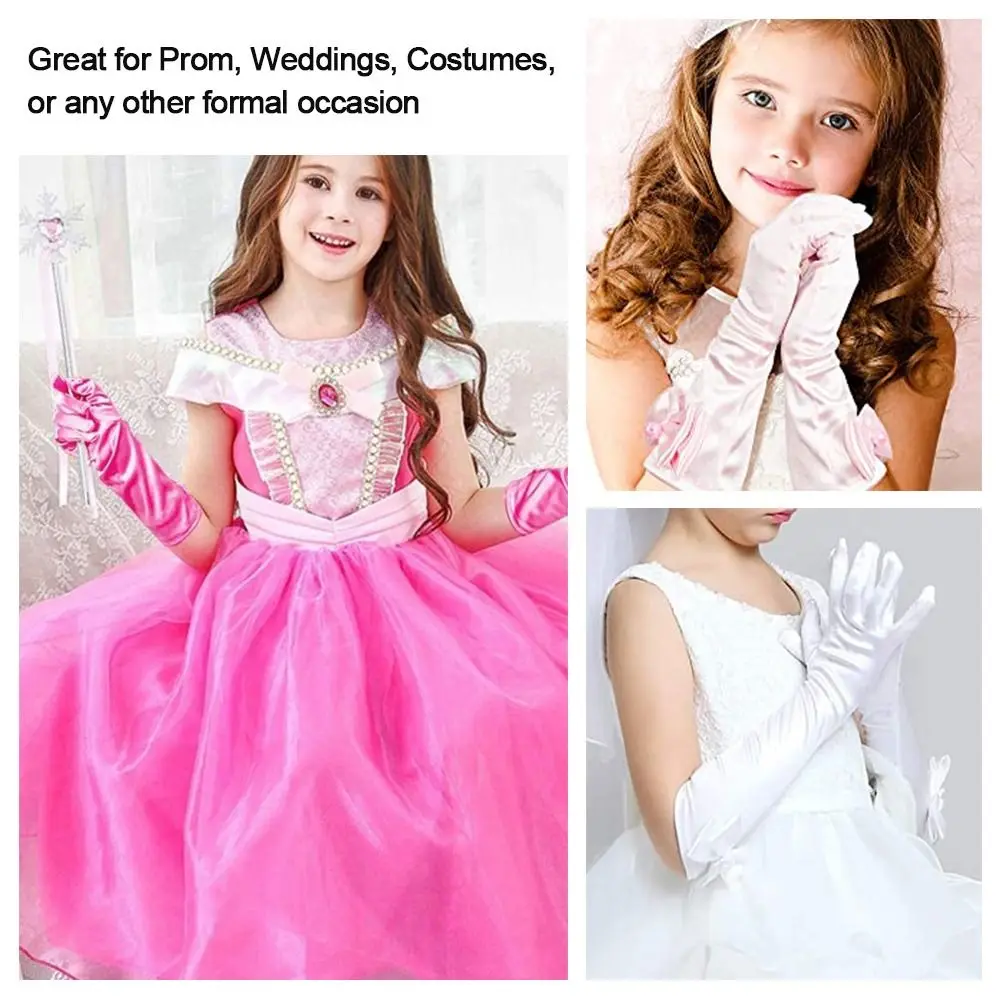 Robe de mariée pour enfants, vêtements pour enfants, gants longs pour enfants, mitaines à doigts complets, gants de scène, accessoires de jupe de