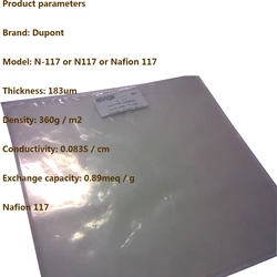 DuPont Proton Exchange Membrane Nafion 117 Membrane perfluorinated sulfonic acid ion N117 (5x5 cm, 10x20 cm, 20x20 cm)