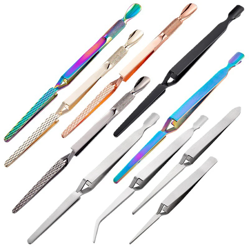 1PC Multifunction Stainless Steel Nail Art Shaping Tweezers Cross Nail Clip Manicure Tools Nail Art Treatment Shaped Tweezers