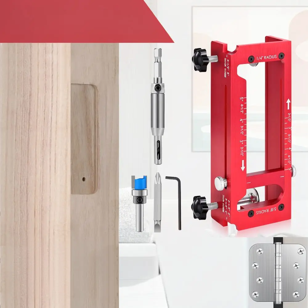 Aluminum Alloy Wood Hinge Positioning Jig Door Lock Hole Drilling Template Tool Professional Carpentry Gear