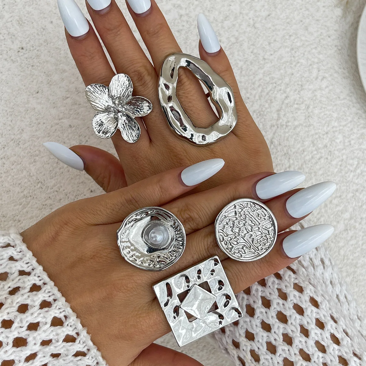 KMVEXO Hip Hop Punk Irregular Metal Rings For Women Men Fashion Hollow Geometric Gold Silver Color Knuckle Joint Ring Jewelry view 2
