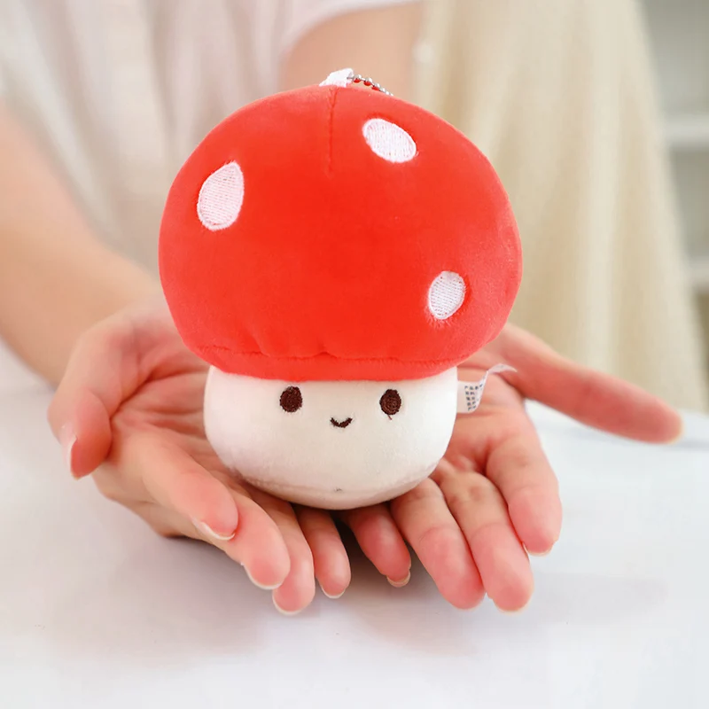 Kawaii Lifelike Colorful Mushroom Plush Pendant Keychain Soft Toys Stuffed Simulation Plants Shiitake Mushrooms Plushie Dolls