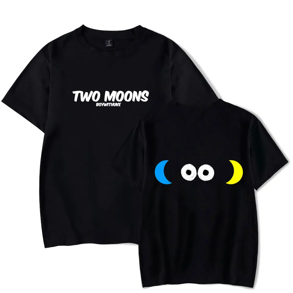 

Boywithuke TWO MOONS Merch Impressão T-shirt Unisex Moda Casual HipHop Estilo Manga Curta Tee