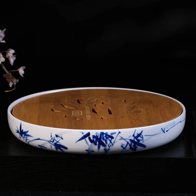 

Ceramic hand-painted bamboo peace tea tray, kung fu tea set