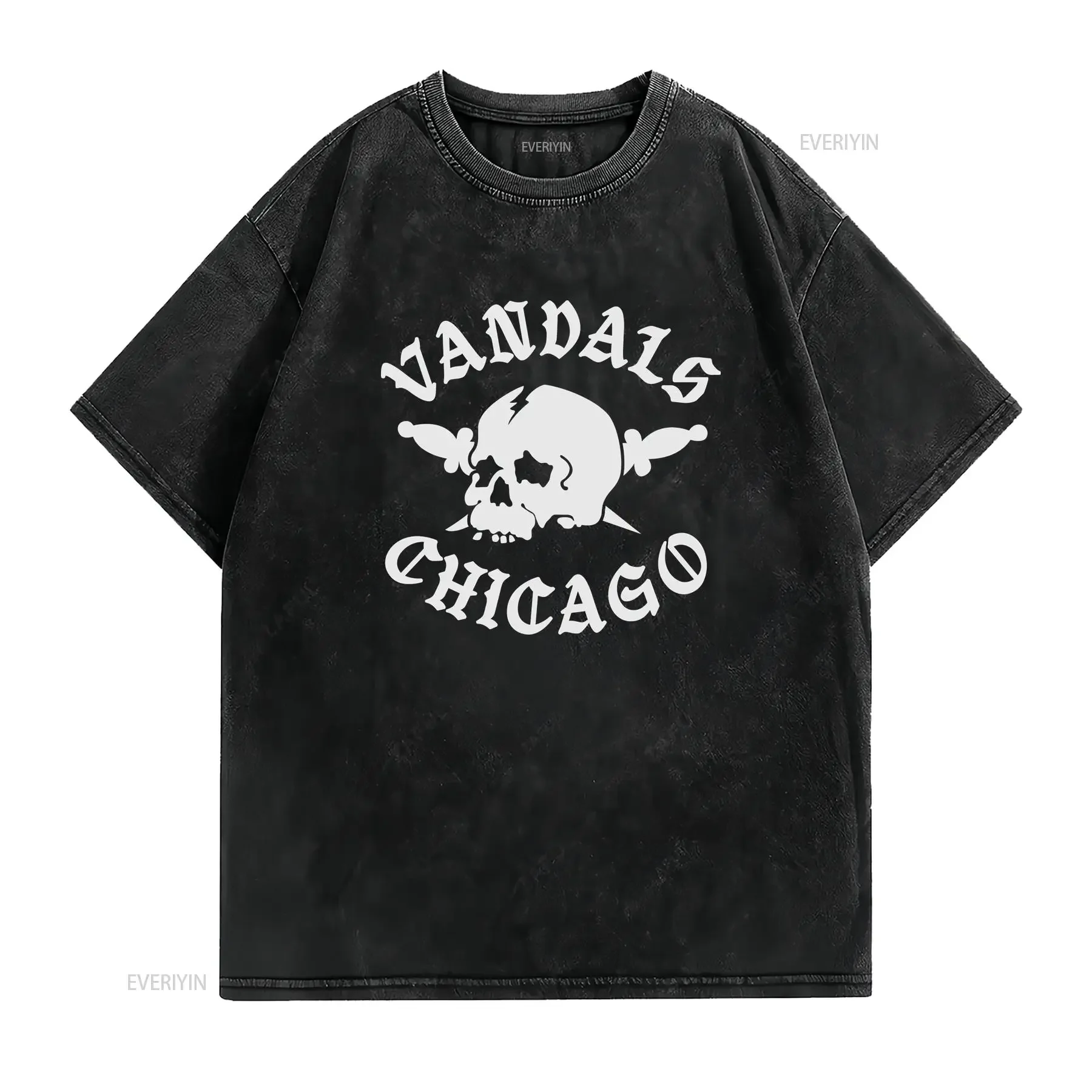 Vandals Chicago Biker Gand Bikeriders Skull Logo Patch Insignia Mens T Shirt Various Colours Sizes vintage Washed streetwear