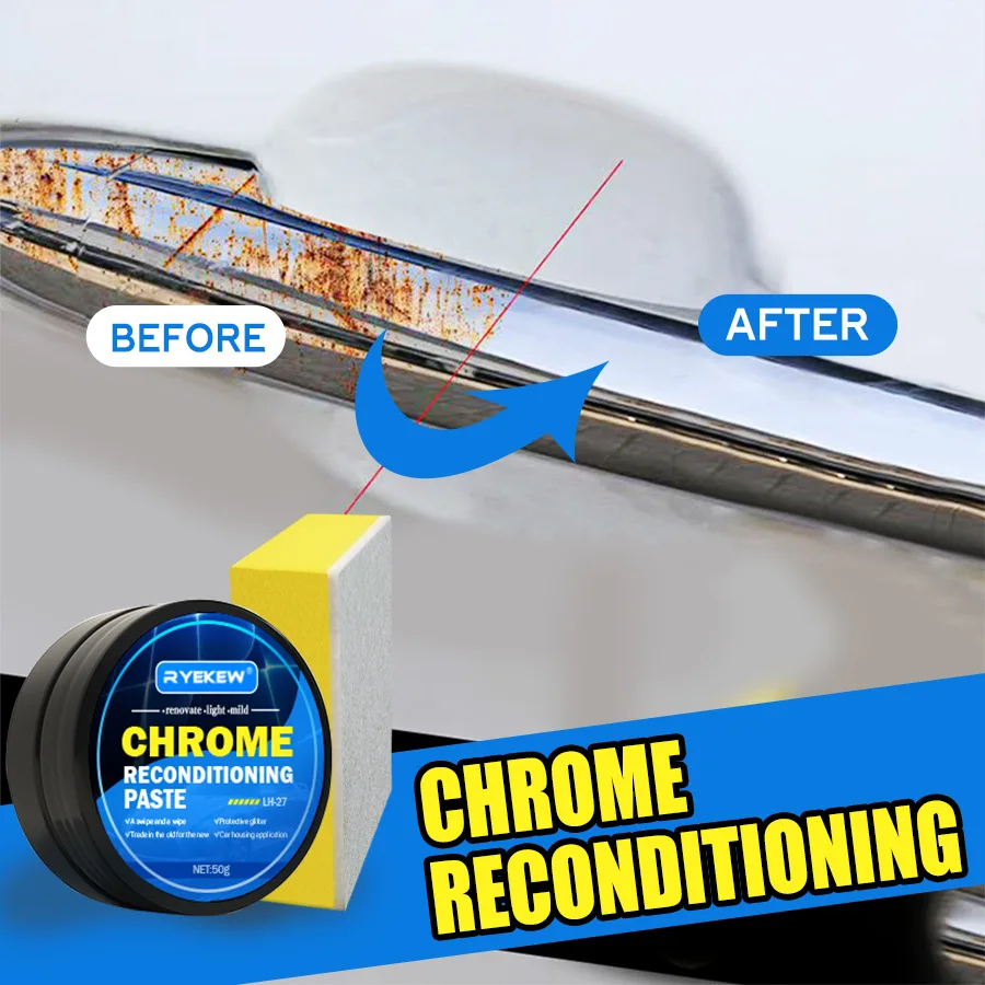 Car Door & Window Chrome Strip Repair Metal Polishing Paste Bright Strip Refurbishment Paste for Chrome Plated Parts